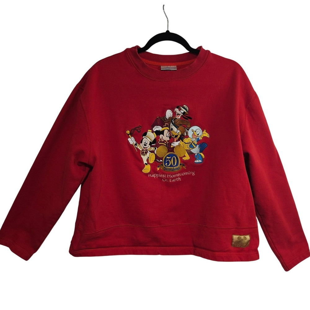 Disneyland Resort 50th‎ Anniversary Red Sweatshirt Mickey Friends XL Embroidered